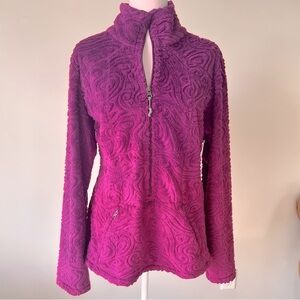 Athlete purple 1/2 zip pullover athletic fleece velvet textured top size L
